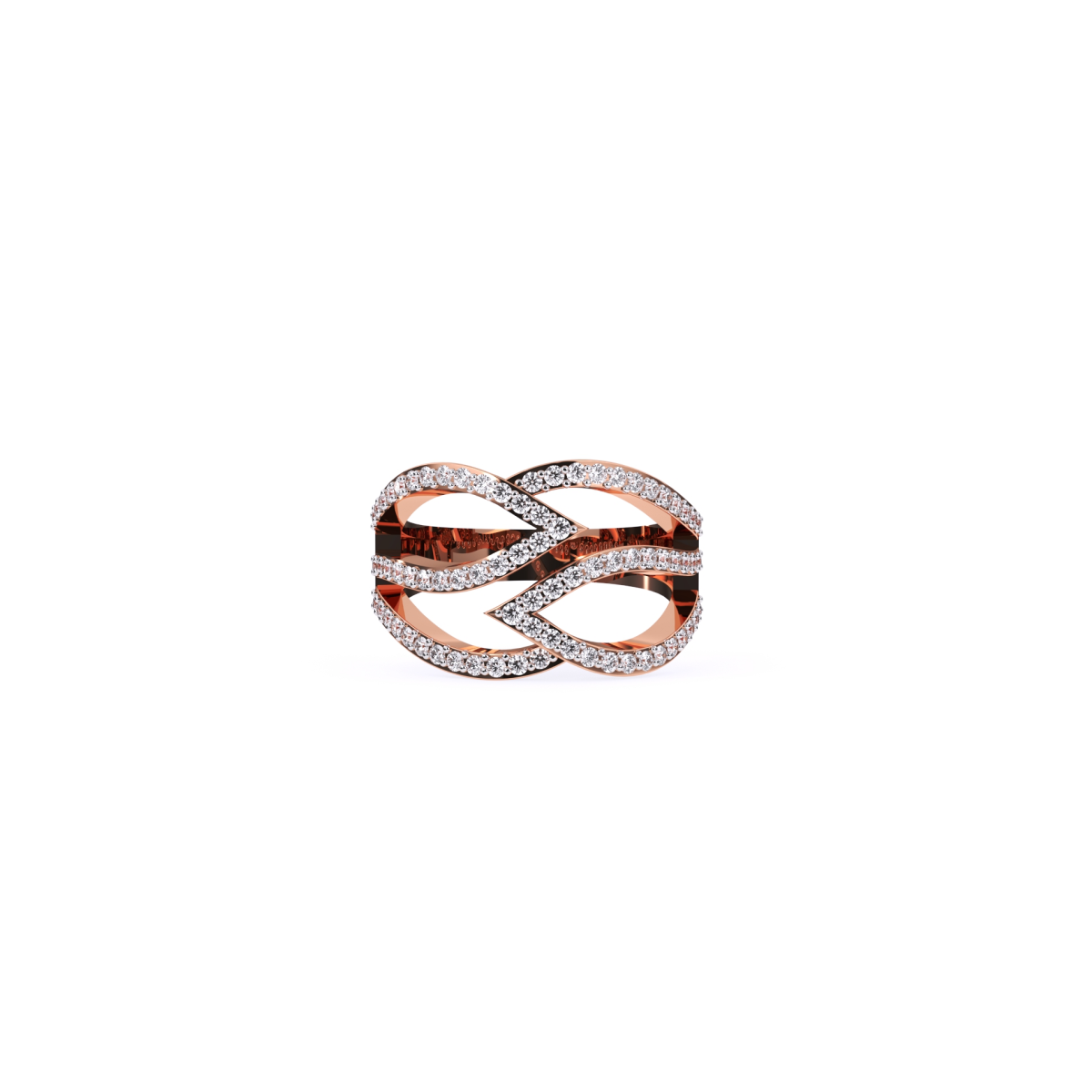 Trendy Open Leaf Style Diamond Wedding Ring
